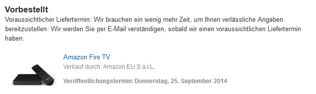 Amazon Fire TV Vorbestellung