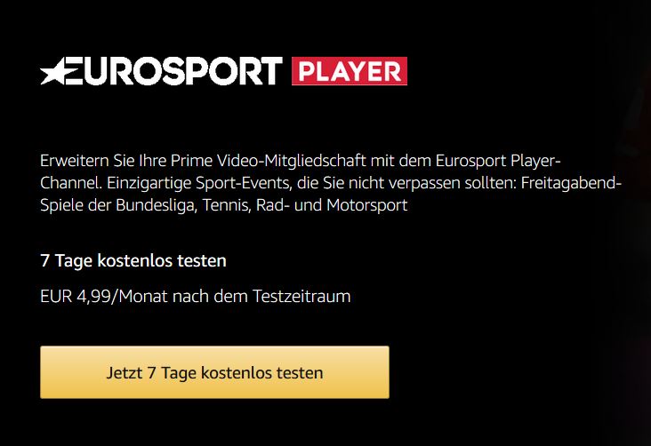 Amazon.de Anmelden für Prime Video Eurosport Player
