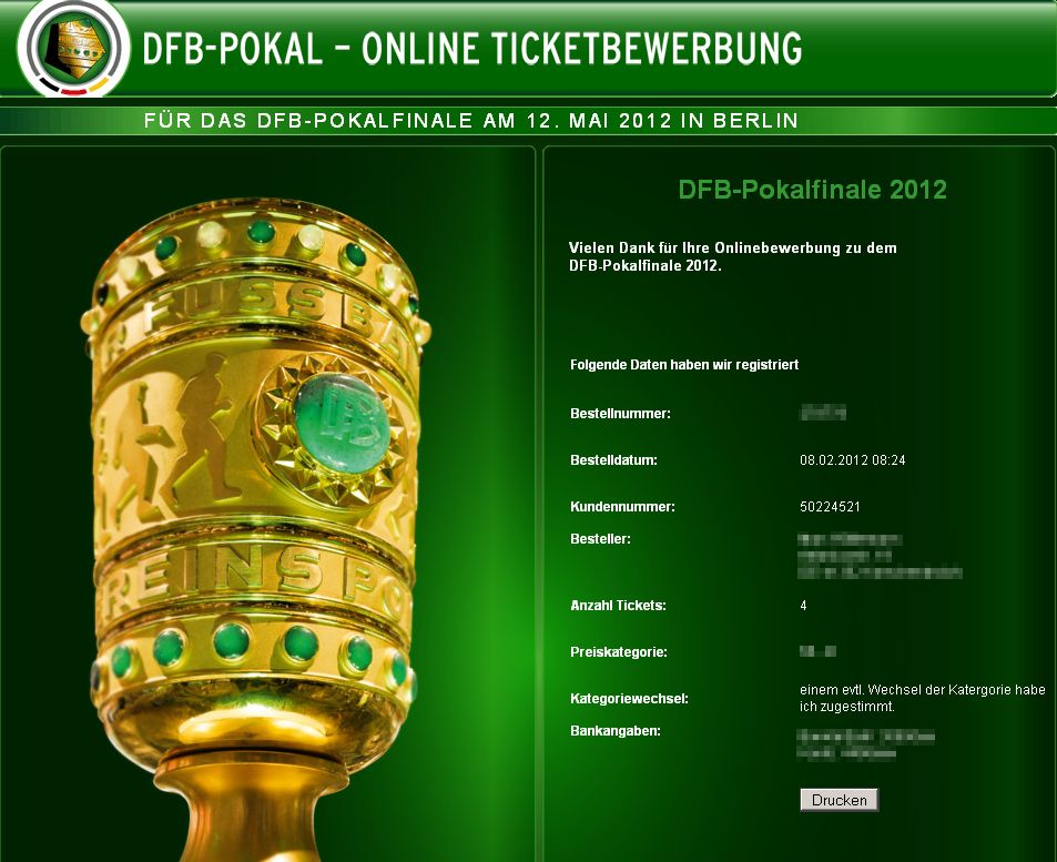 DFB Pokal Online Ticketbewerbung Finale 2012
