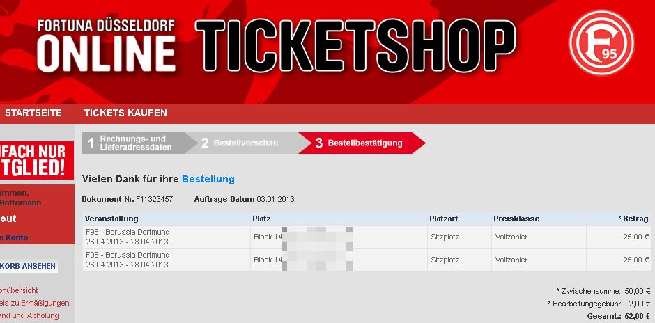 Fortuna Düsseldorf Online Ticketshop Bestellung Borussia Dortmund BVB Bundesliga