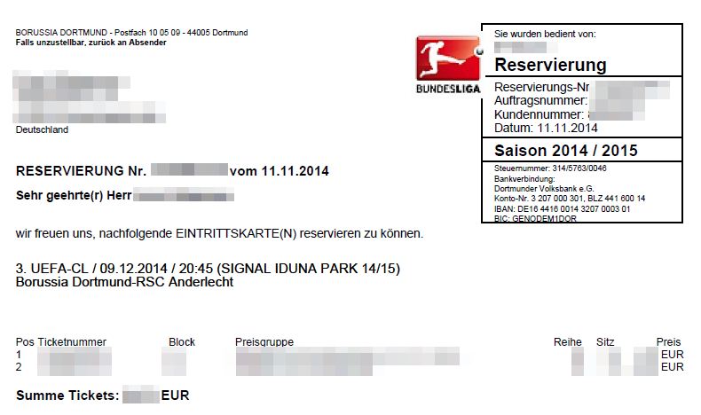 Ticket De Match RSC Anderlecht Vs Borussia Dortmund – Coupe UEFA C3 – Saison 1990/91 – Souvenir Original