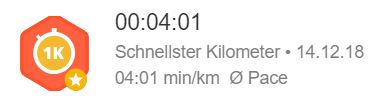Schnellster Kilometer 4_01 Pace