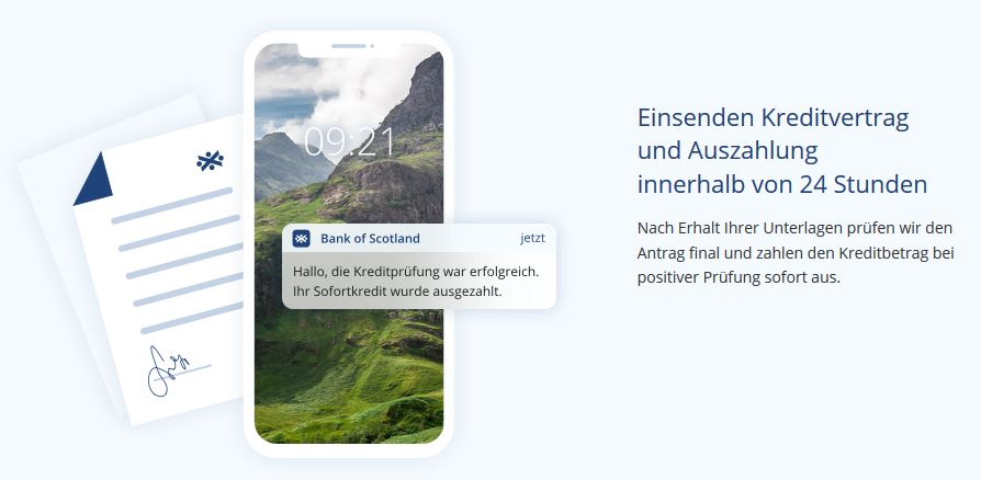 Sofortkredit Bank of Scotland Auszahlung