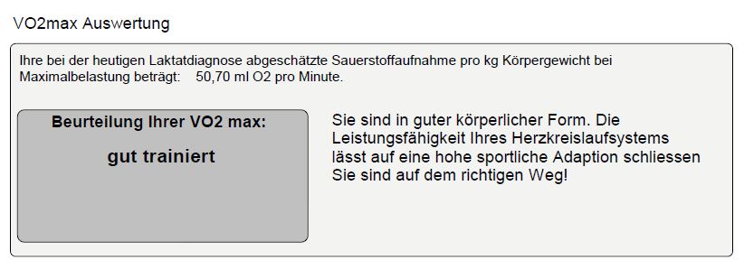 VO2max Auswertung Bunert Ausdauerschule