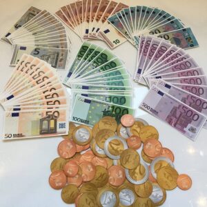 Geld Spielgeld Euro Münzen Scheine